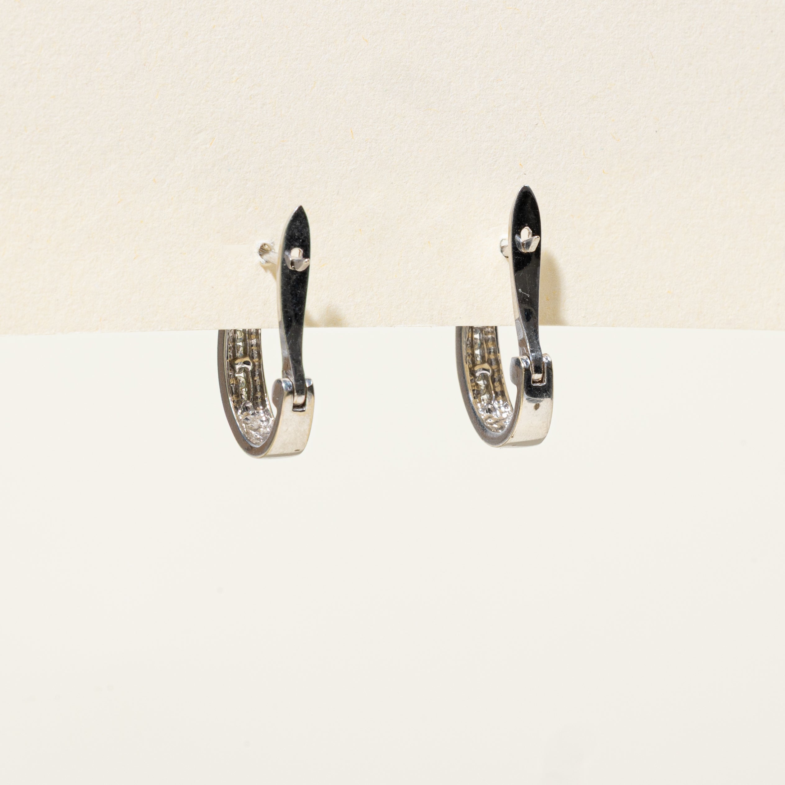 10k Channel Set Diamond Hoop Earrings