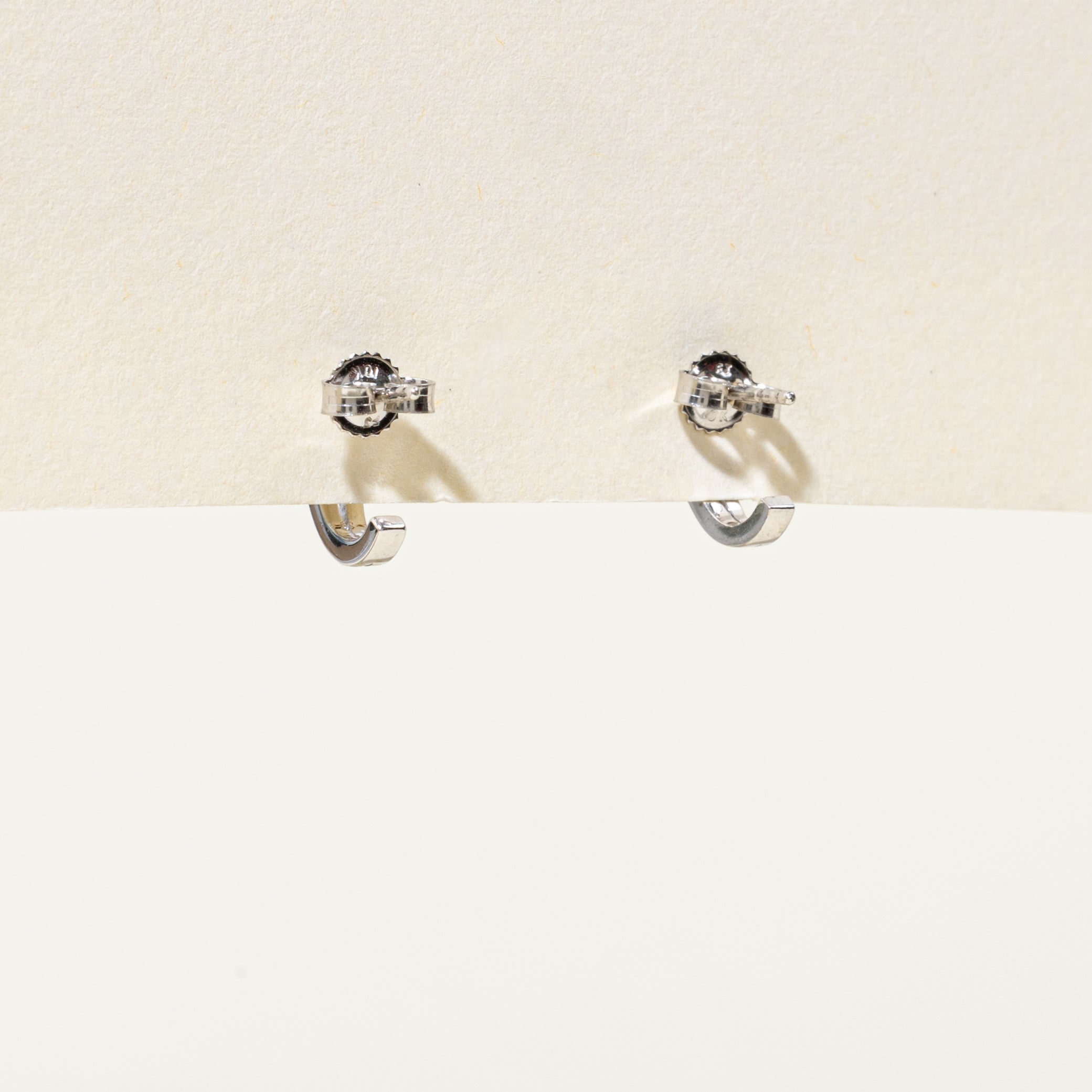 10k Tension Set Diamond Half Huggie Earrings