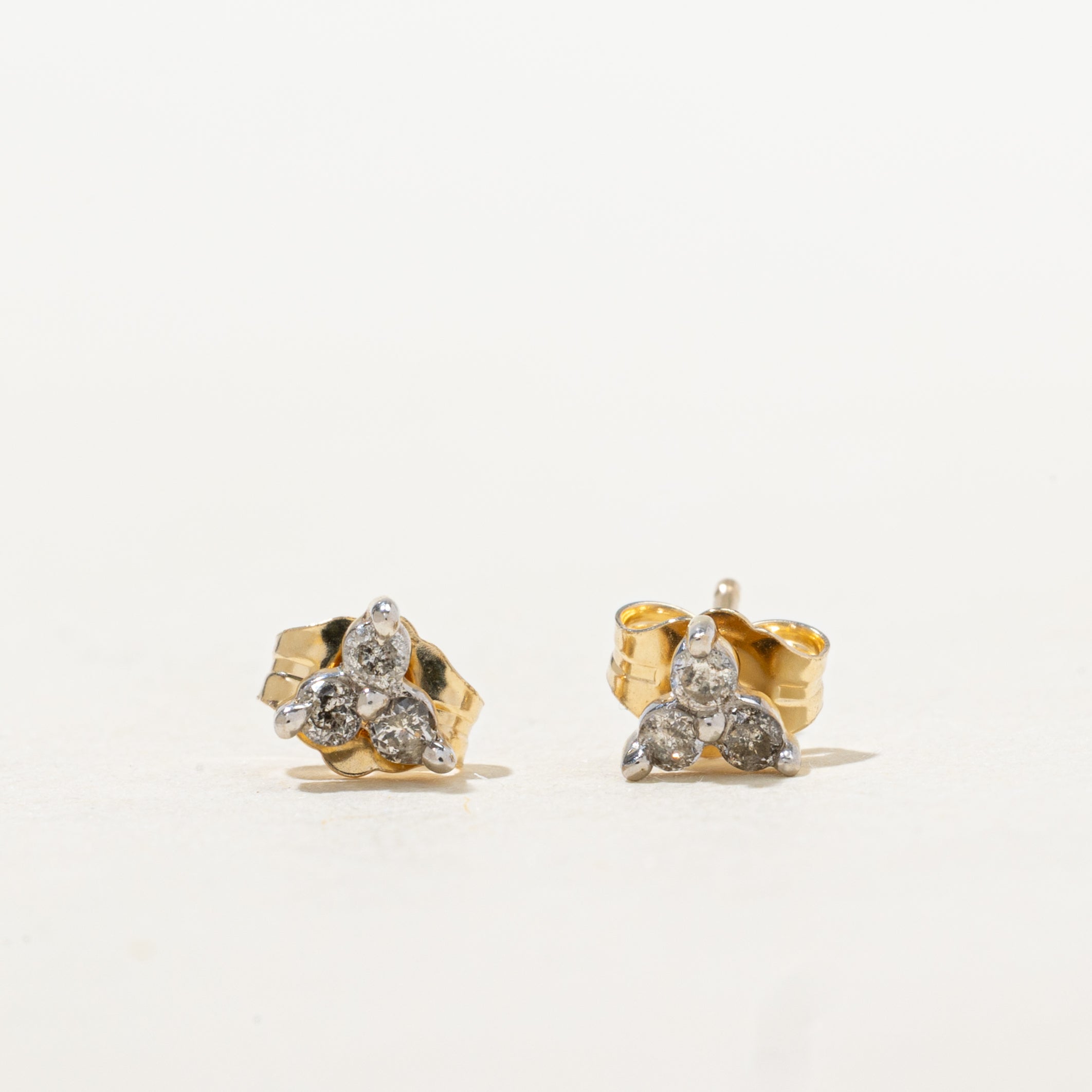 Diamond Triangle Cluster Stud Earrings