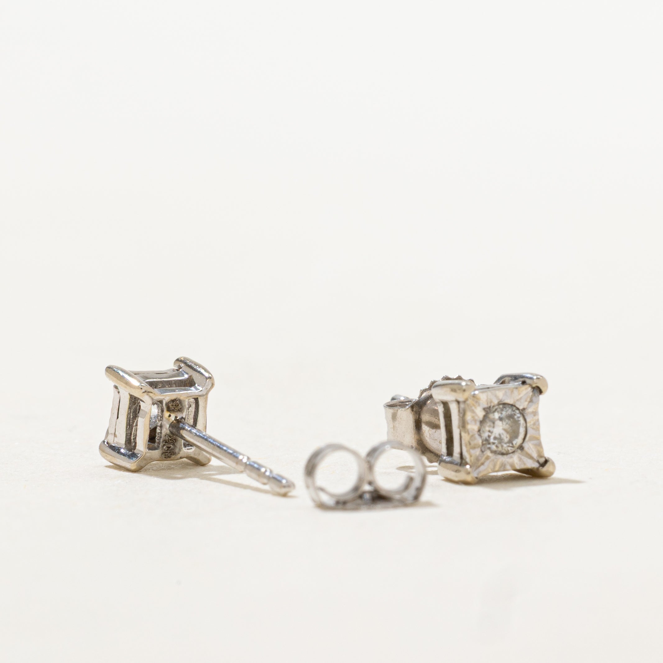 10k Illusion Set Diamond Stud Earrings