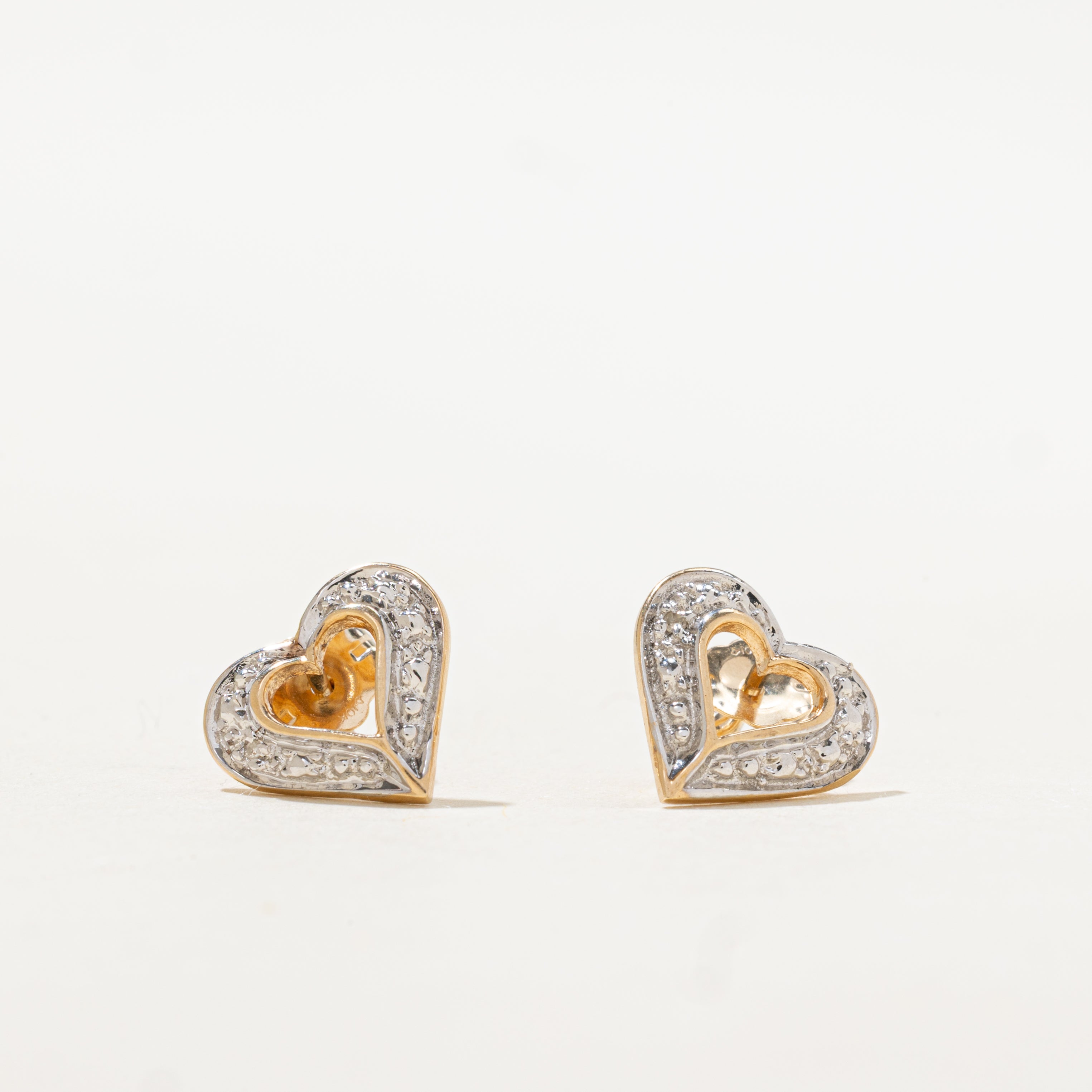 10k Halo Diamond Open Heart Stud Earrings