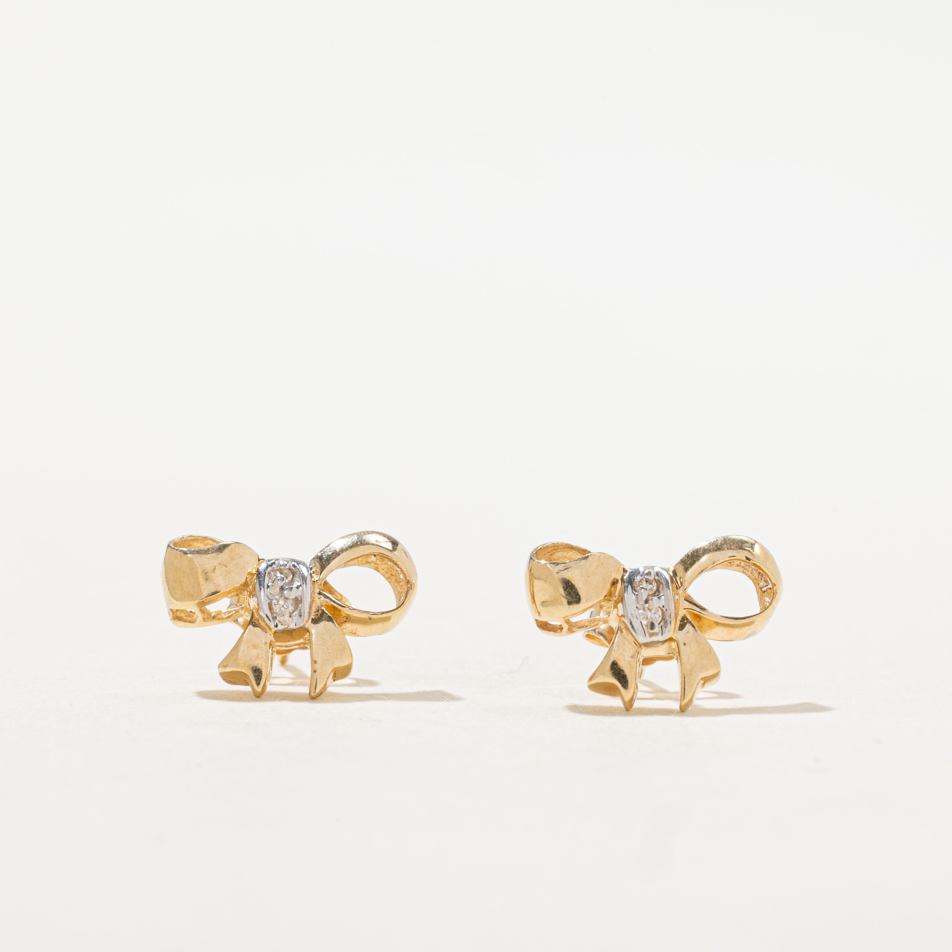 10k Diamond Bow Stud Earrings