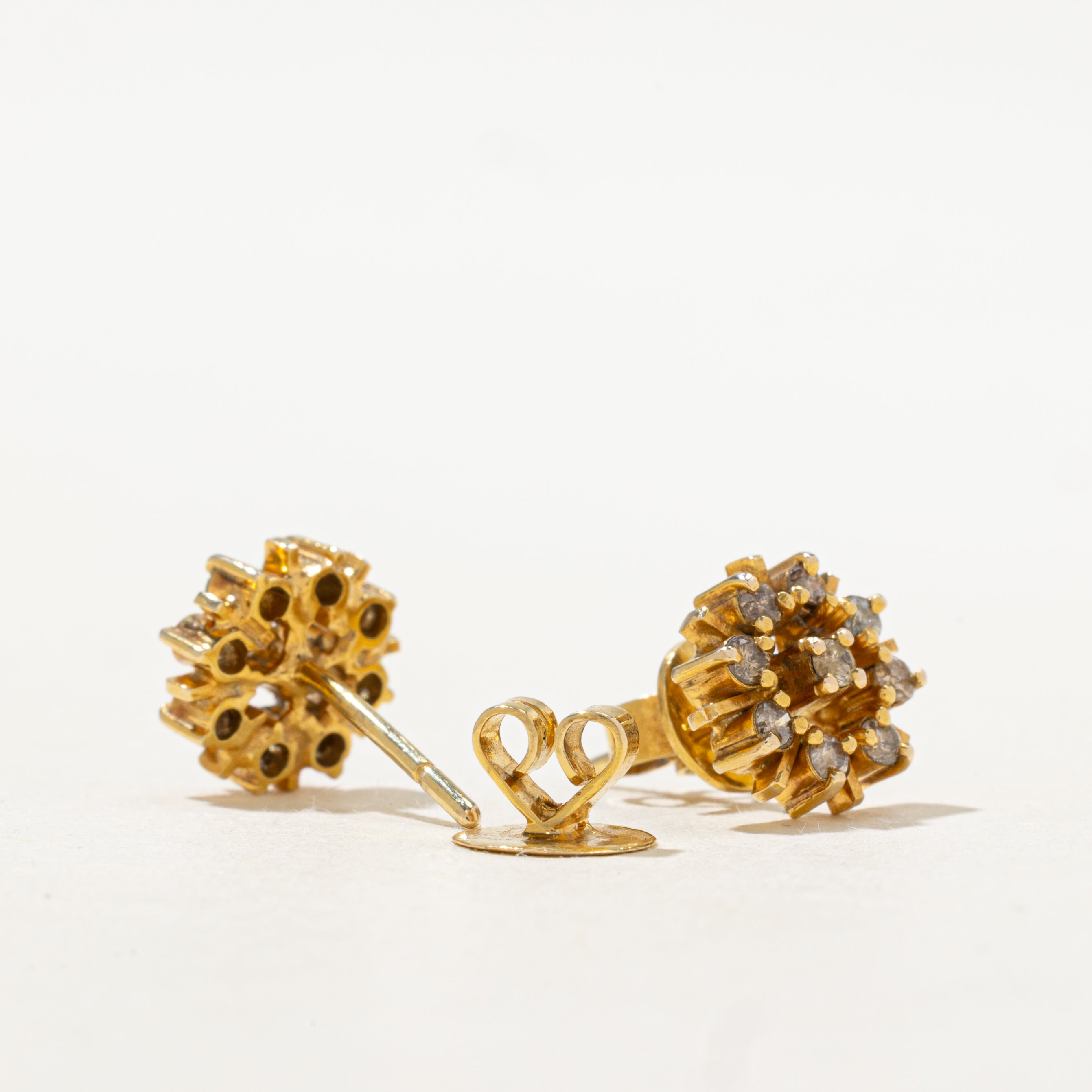 12k Diamond Cluster Stud Earrings