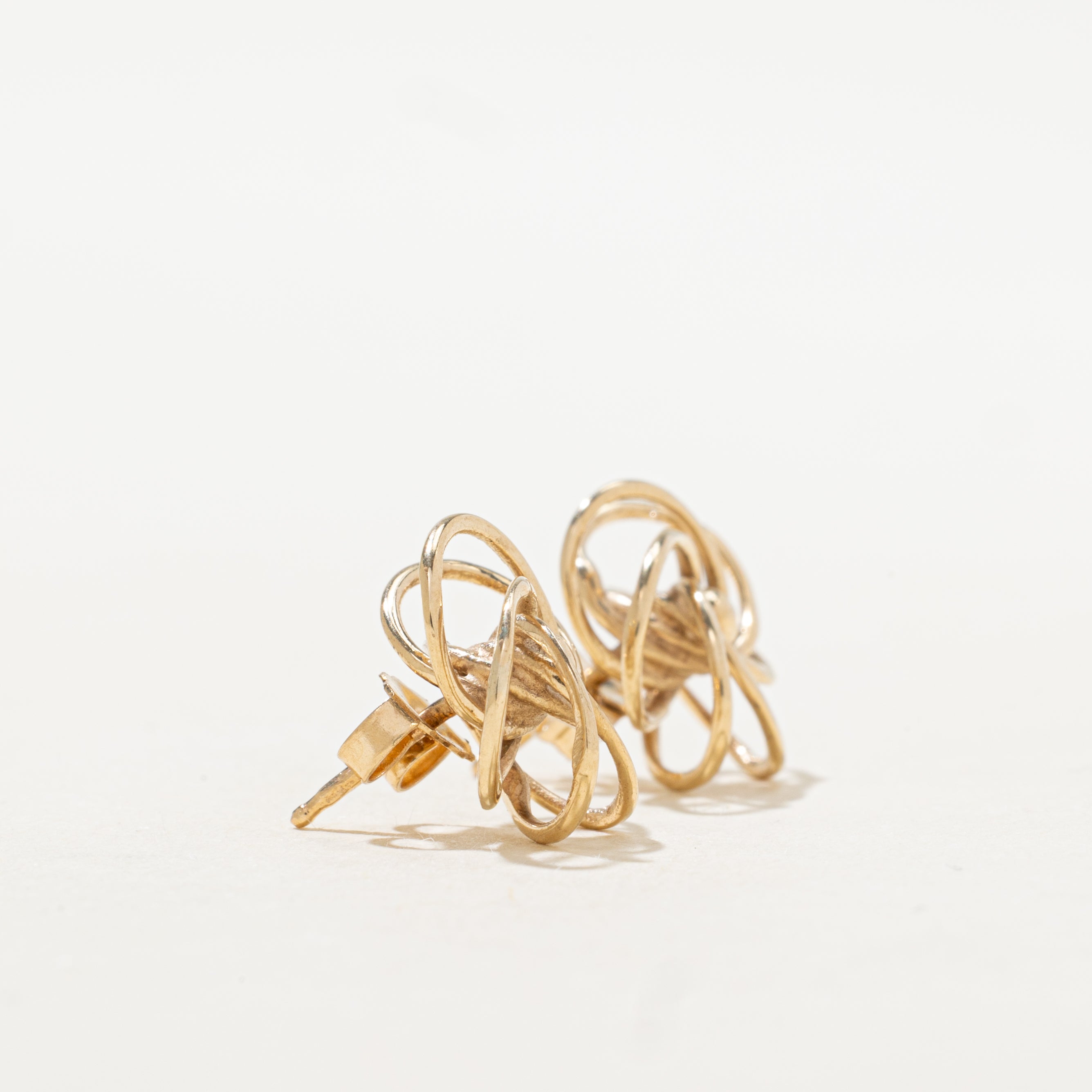 10k Yellow Gold Swirl Knot Stud Earrings