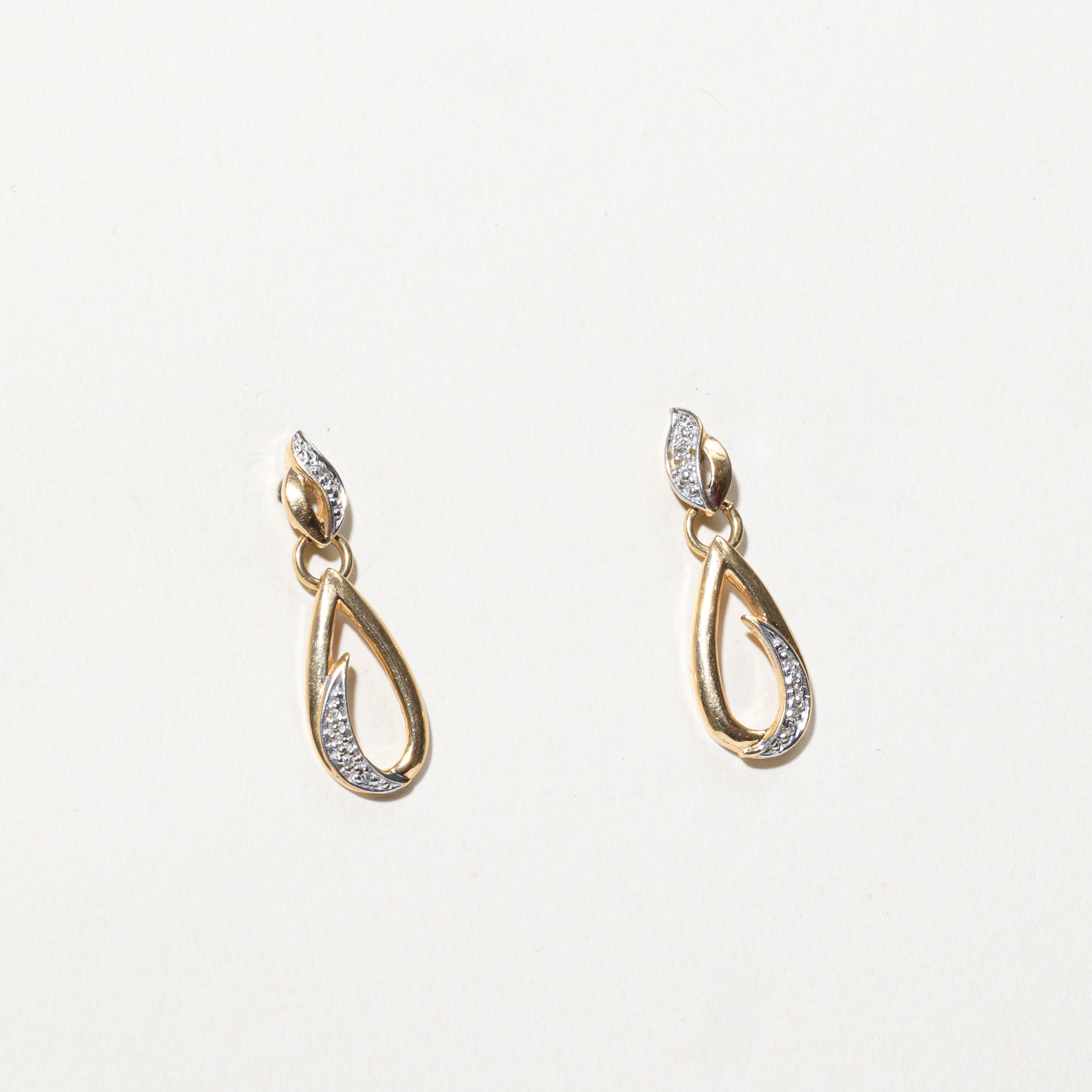 14k Diamond Pear Drop Earrings