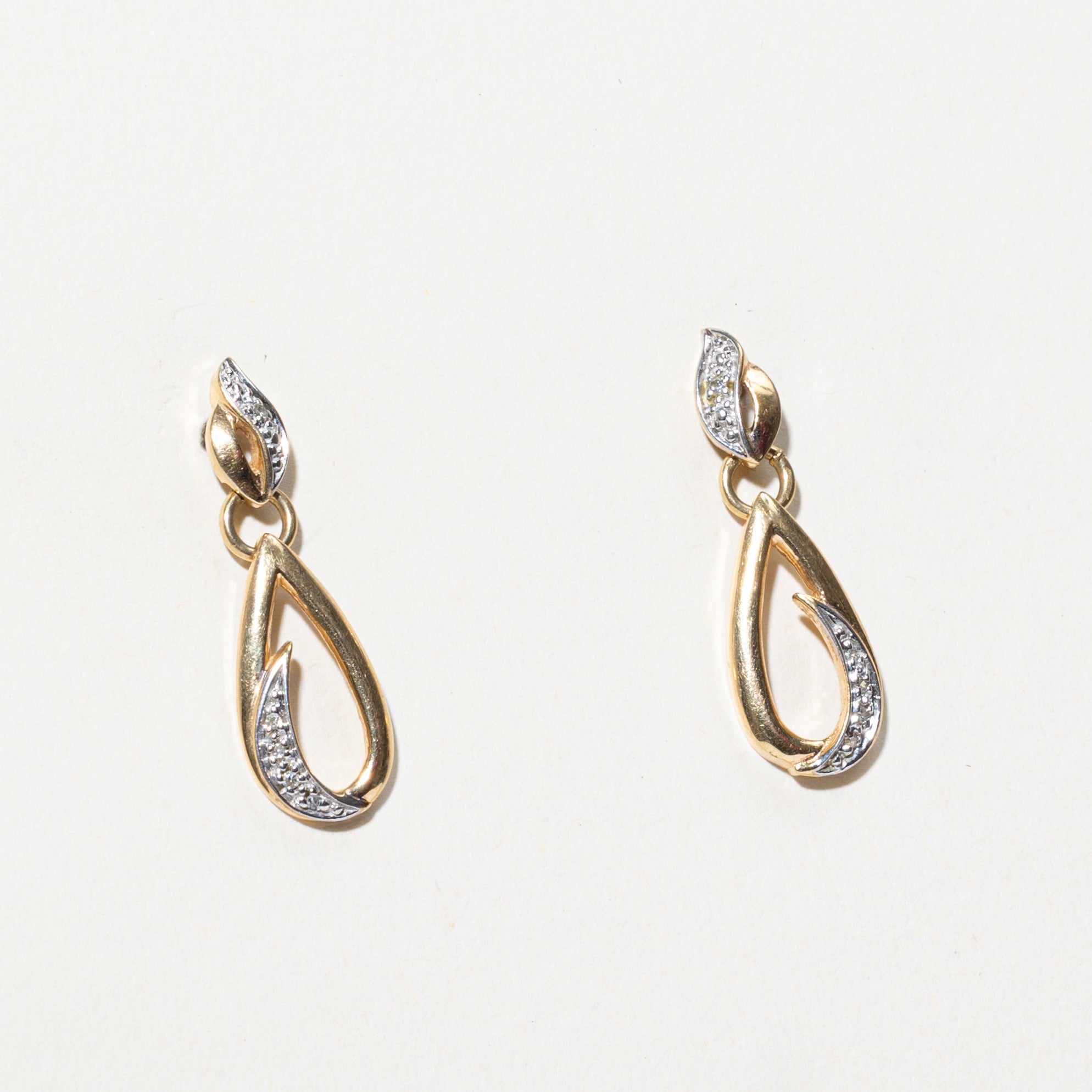 14k Diamond Pear Drop Earrings