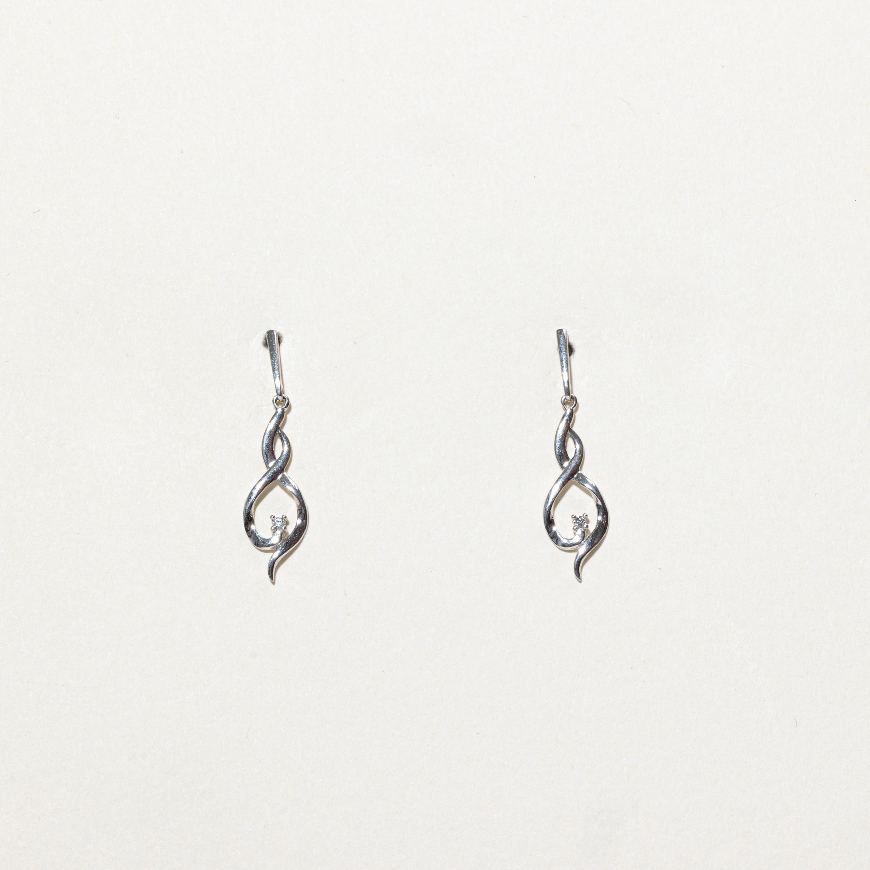 14k Diamond Twisted Drop Earrings