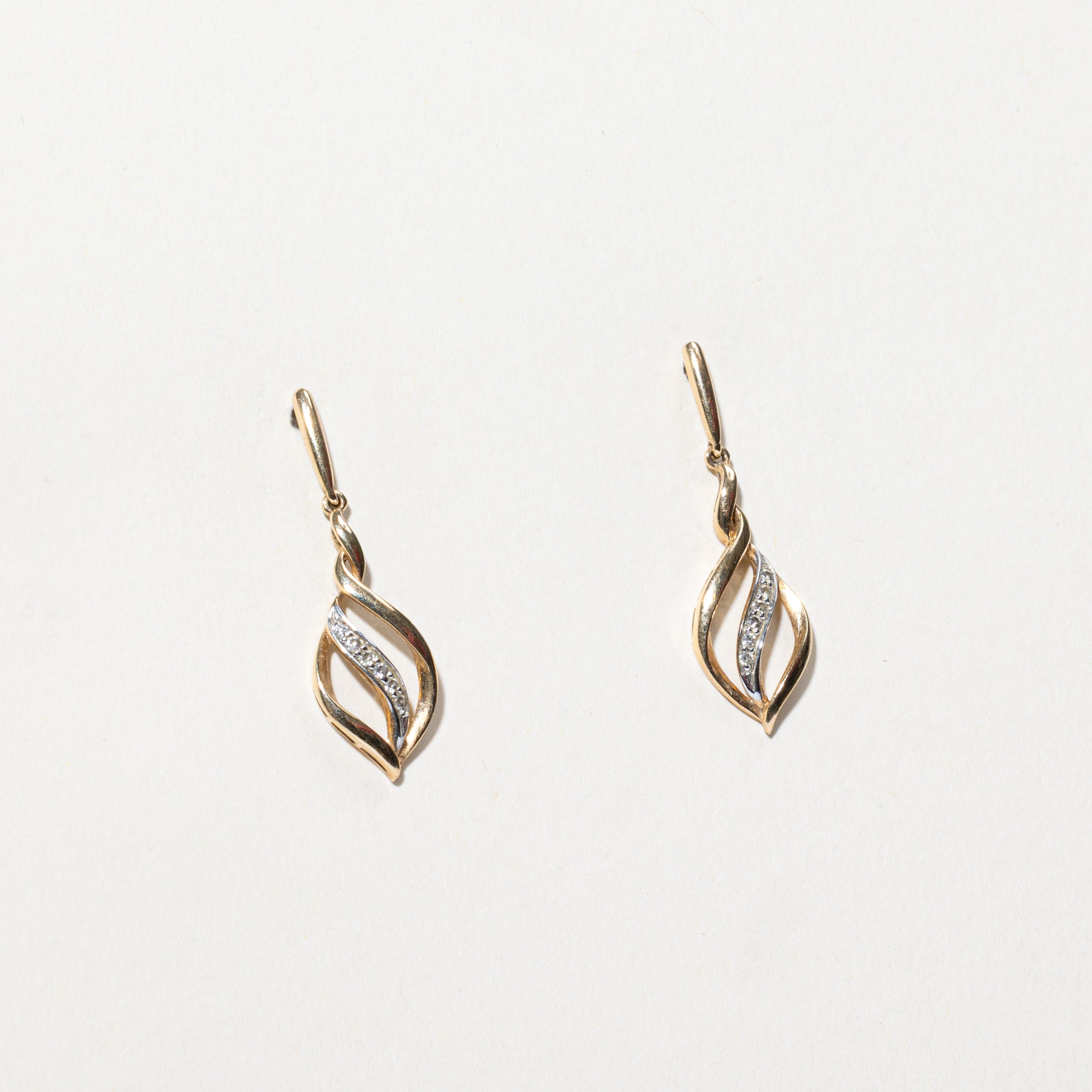 10k Diamond Twist Drop Earrings