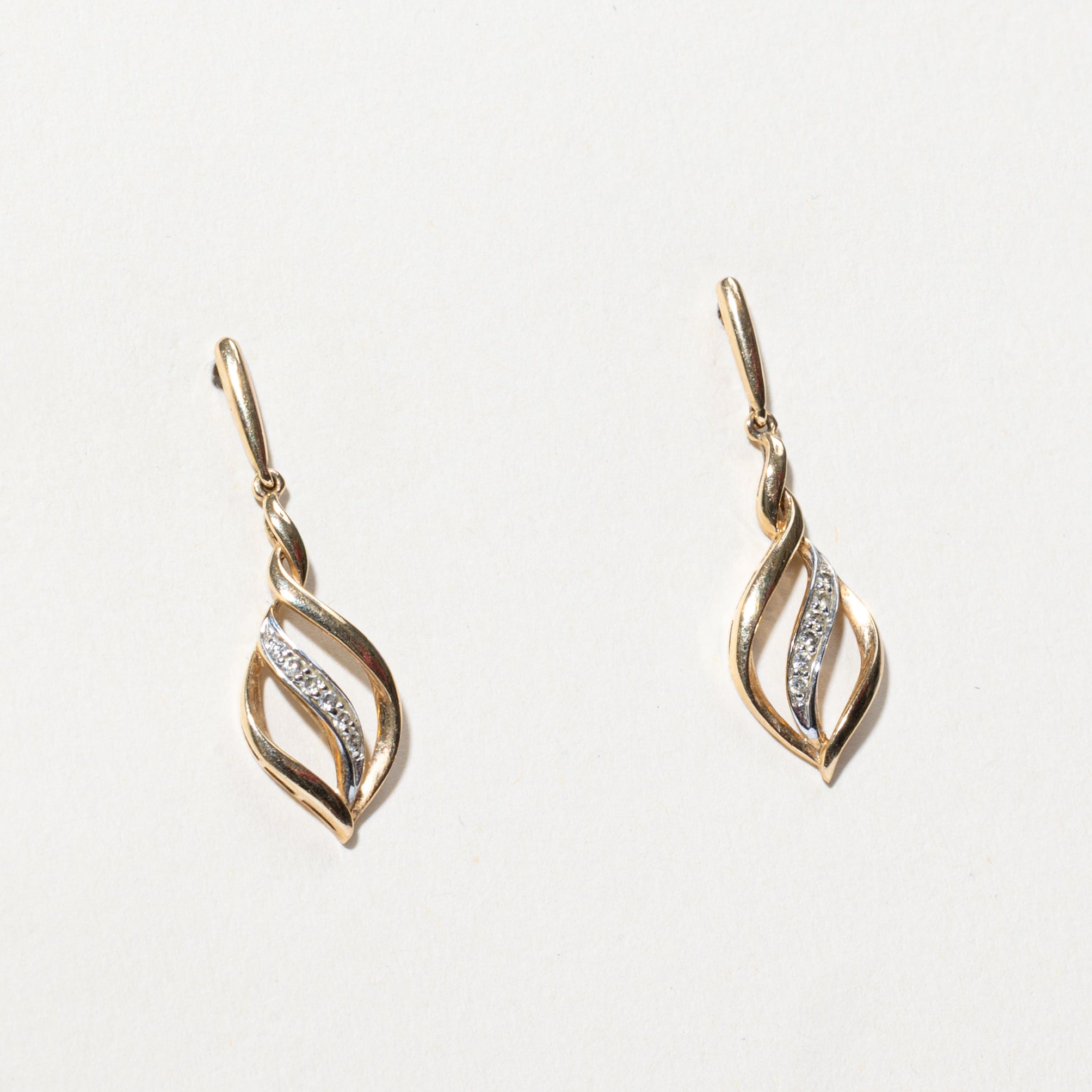 10k Diamond Twist Drop Earrings