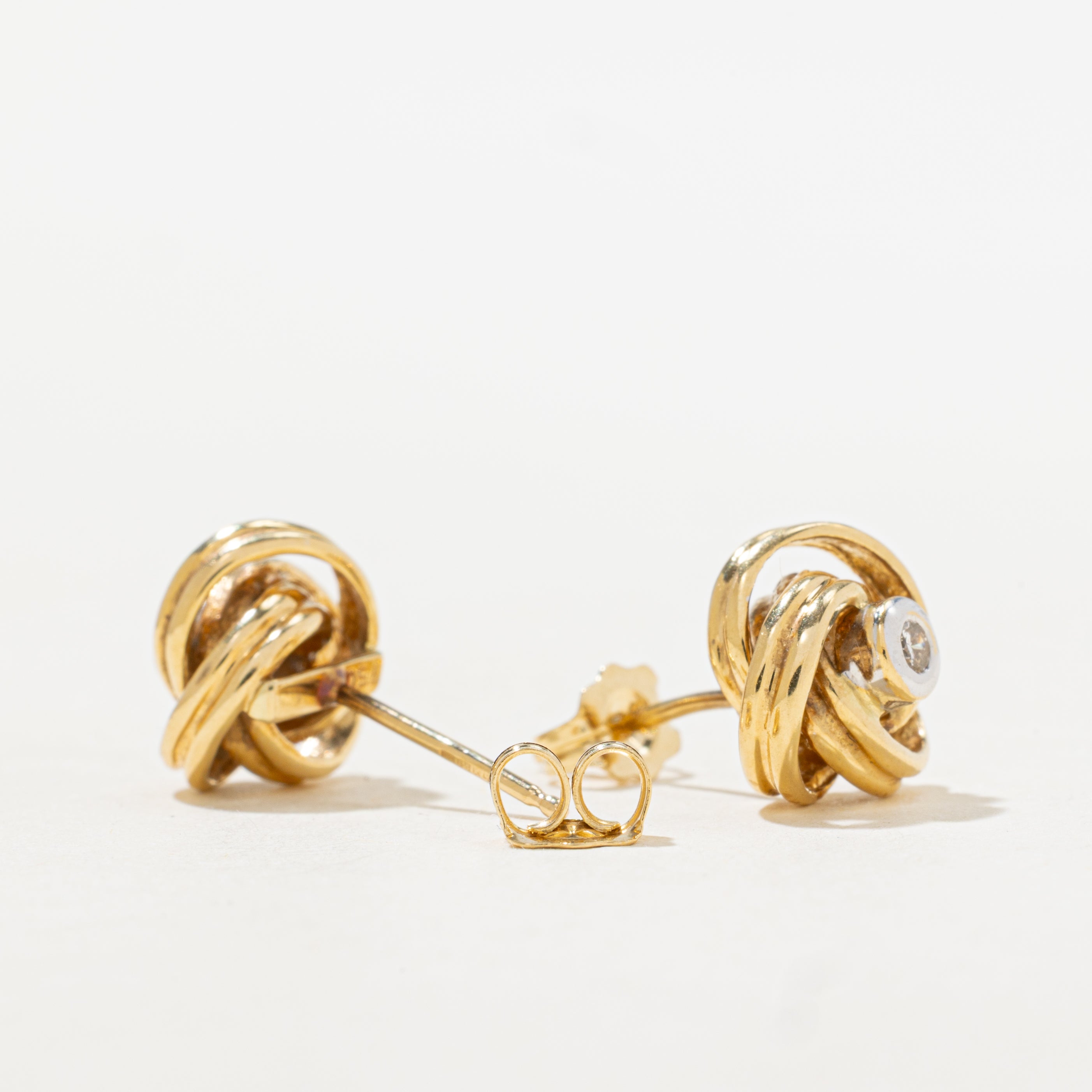 18k Diamond Knot Stud Earrings