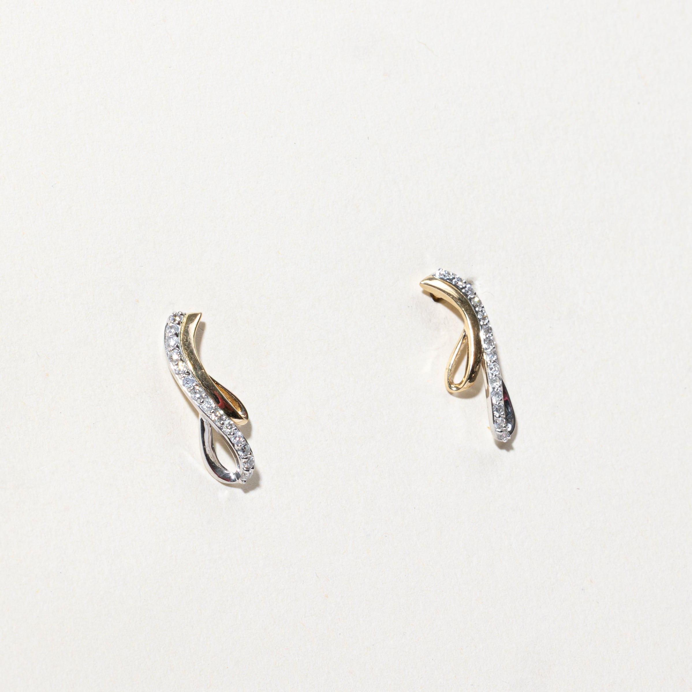 14k Two Tone Gold Diamond Waterfall Drop Earrings
