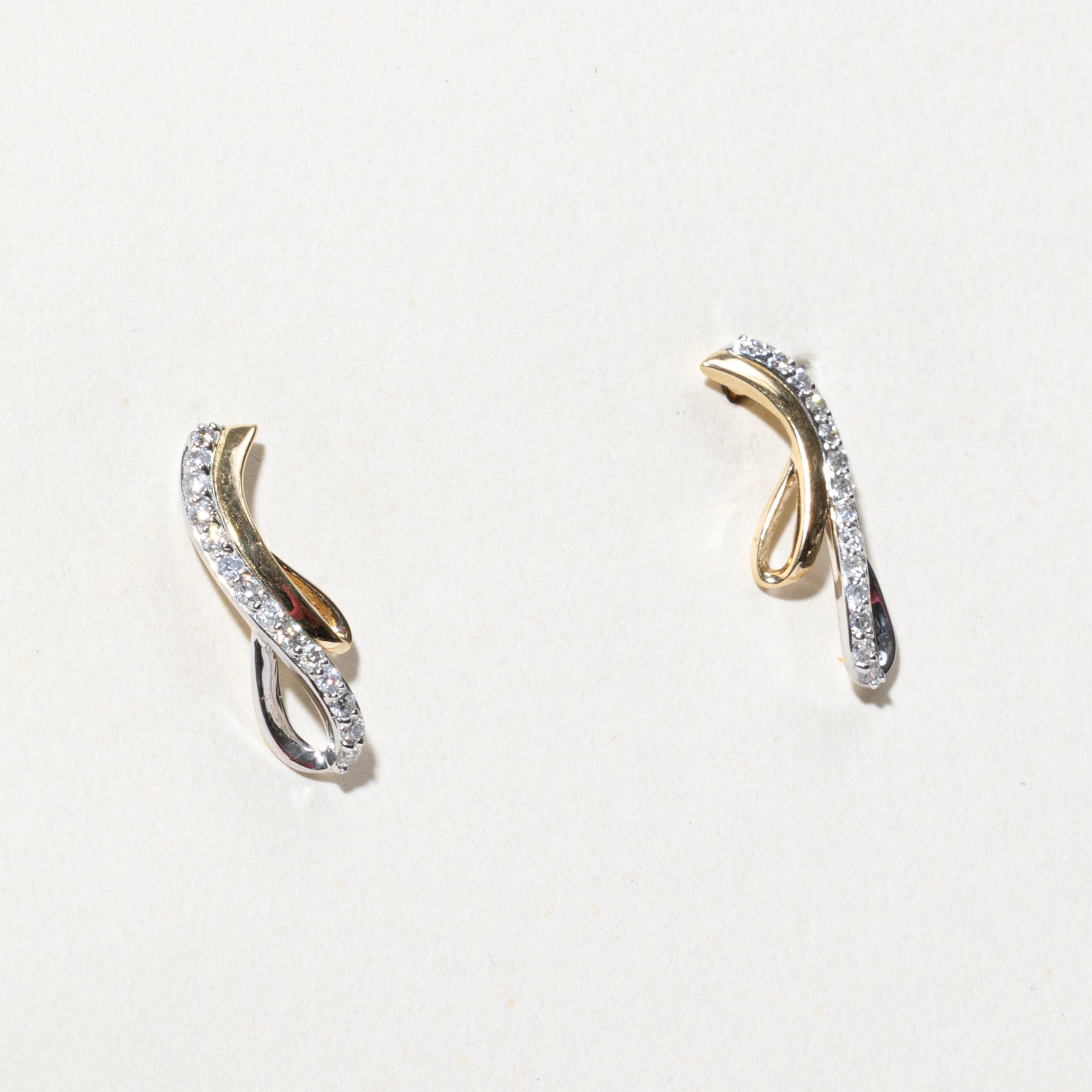 14k Two Tone Gold Diamond Waterfall Drop Earrings