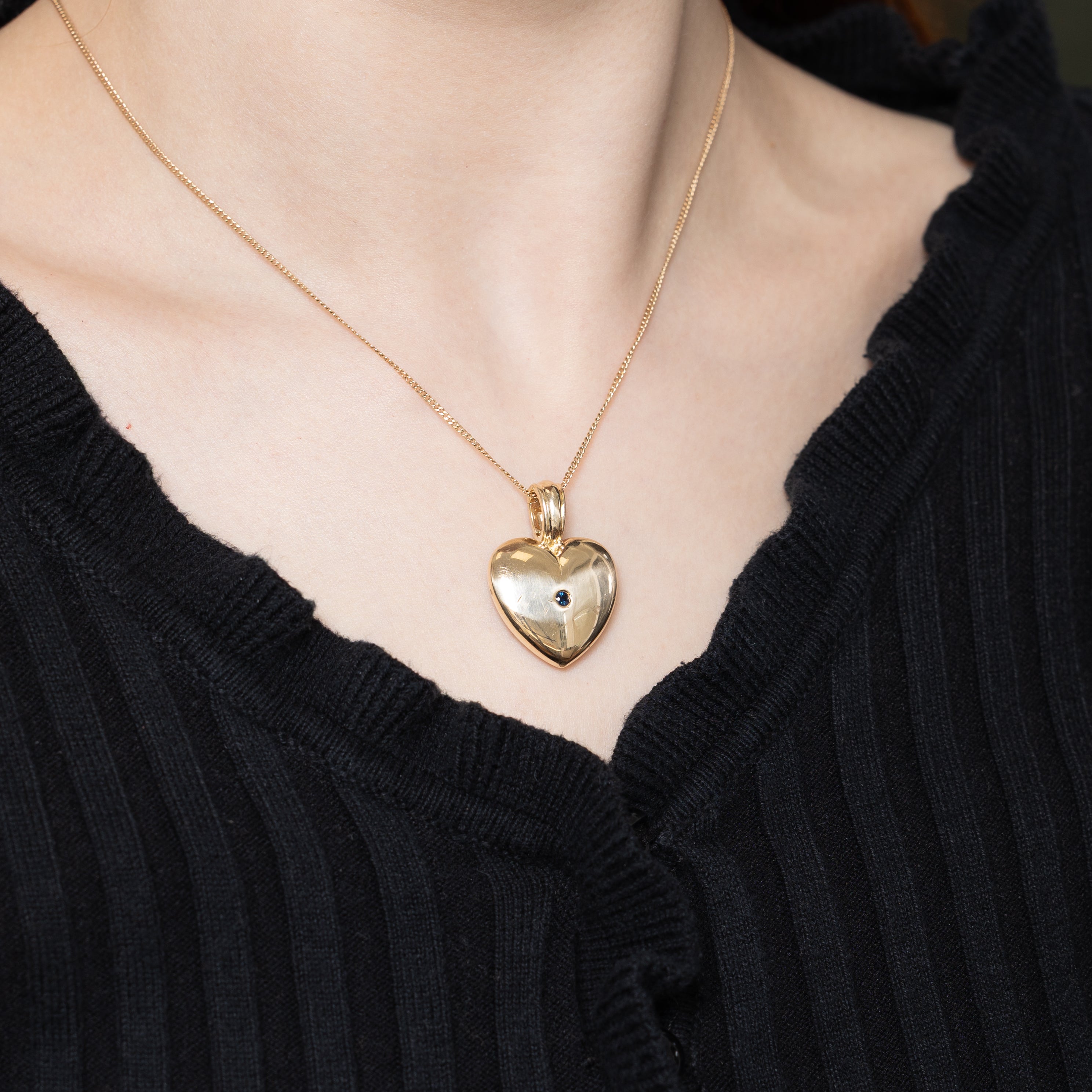 10k Single Stone Sapphire Heart Pendant | 0.05ct