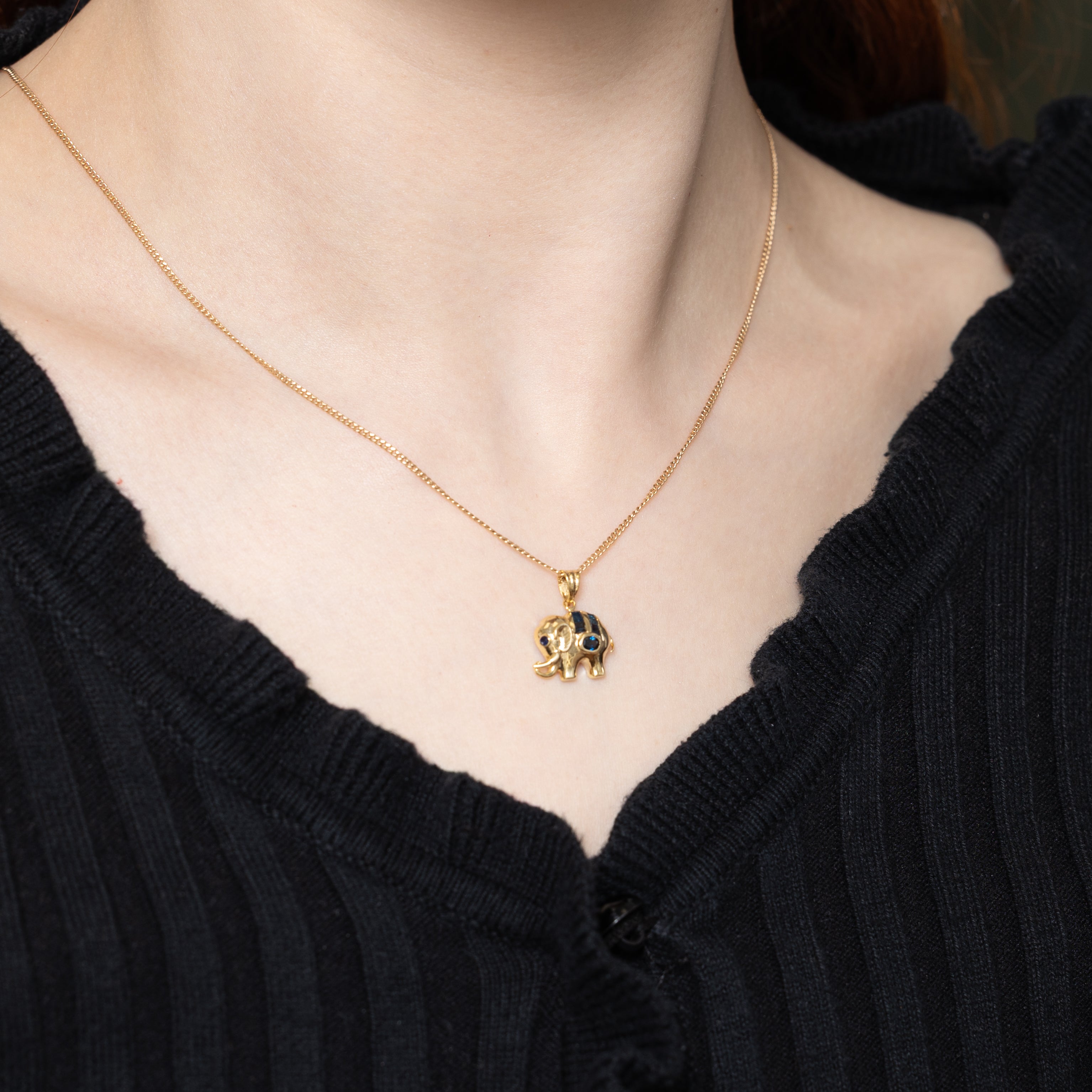14k Sapphire Elephant Pendant | 0.60ct