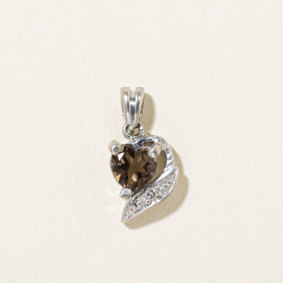 10k Heart Cut Smoky Quartz & Diamond Pendant