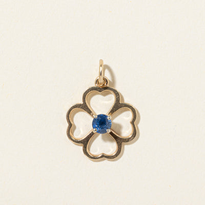 10k Synthetic Sapphire Cloverleaf Pendant | 0.19ct