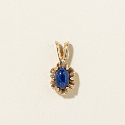 14k Belcher Set Synthetic Sapphire Pendant | 0.36ct