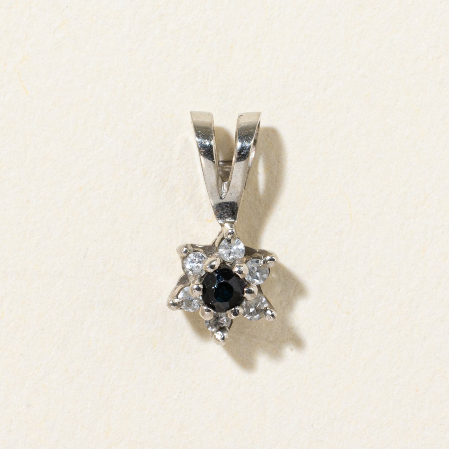 10k Sapphire & Diamond Petal Pendant