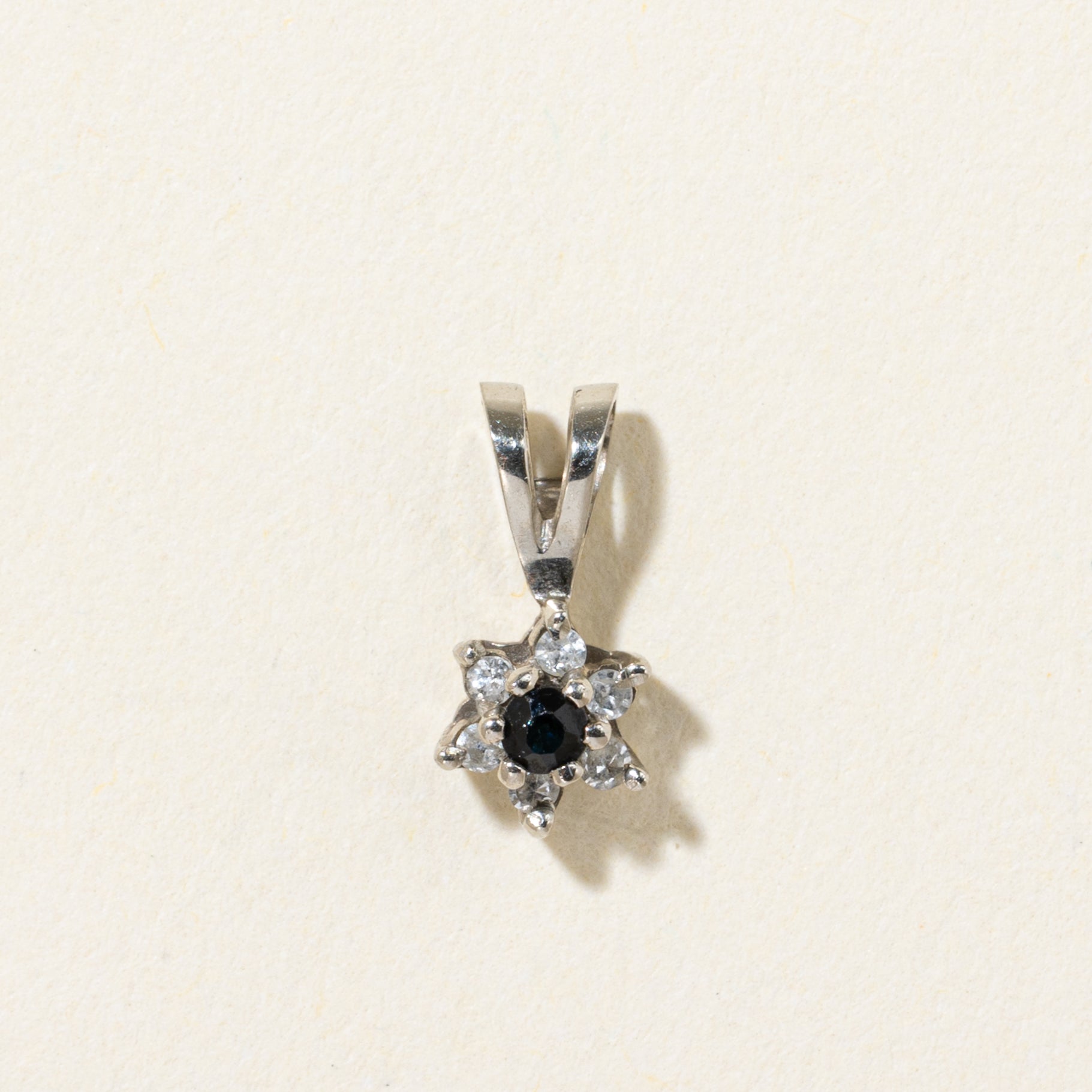 10k Sapphire & Diamond Petal Pendant