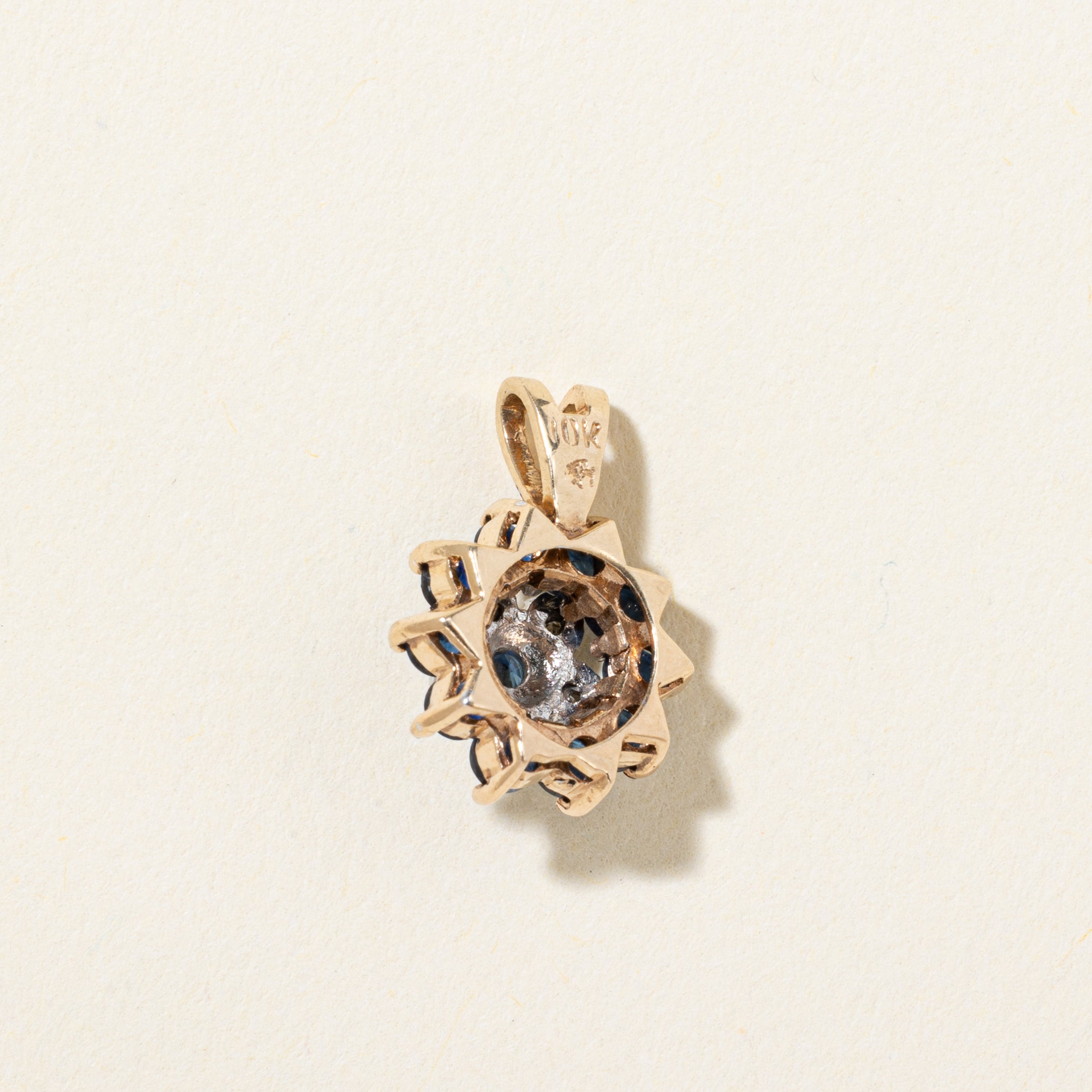 10k Sapphire & Diamond Cluster Pendant