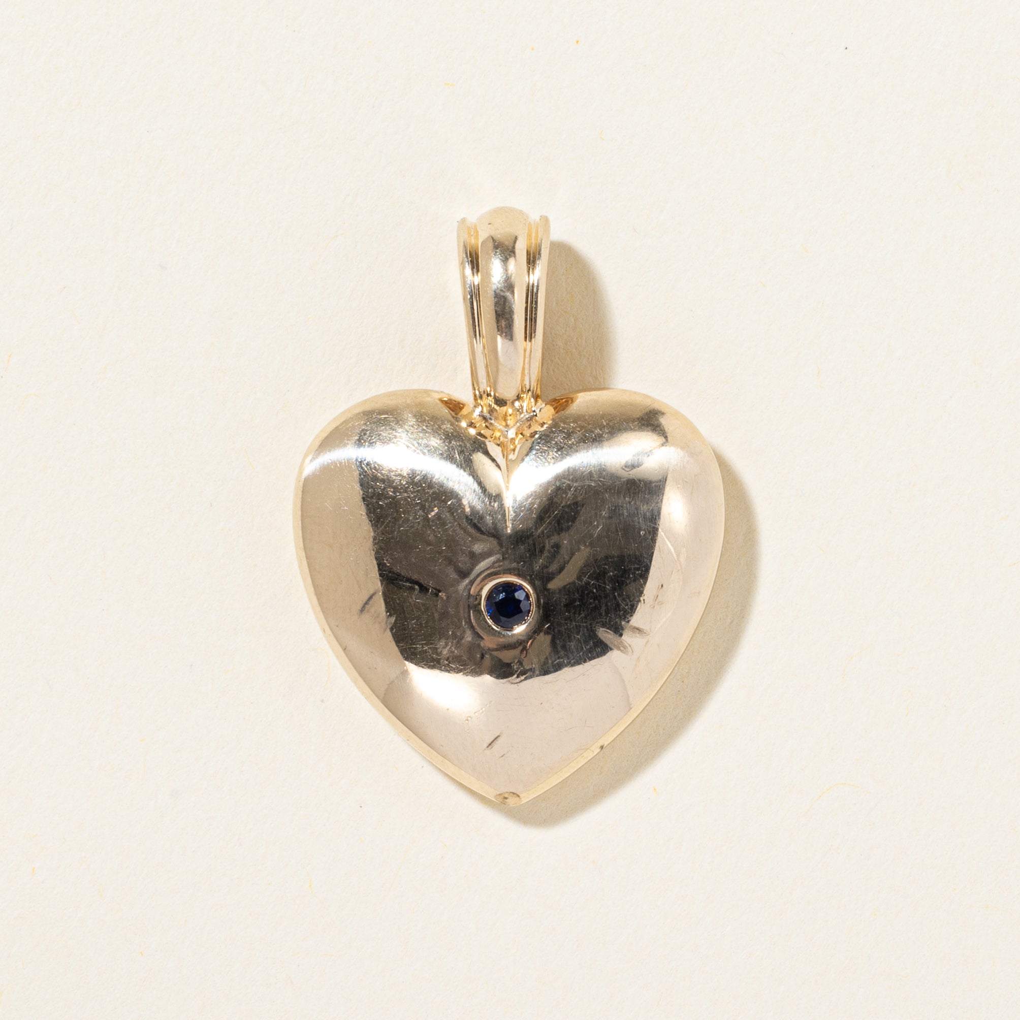 10k Single Stone Sapphire Heart Pendant | 0.05ct