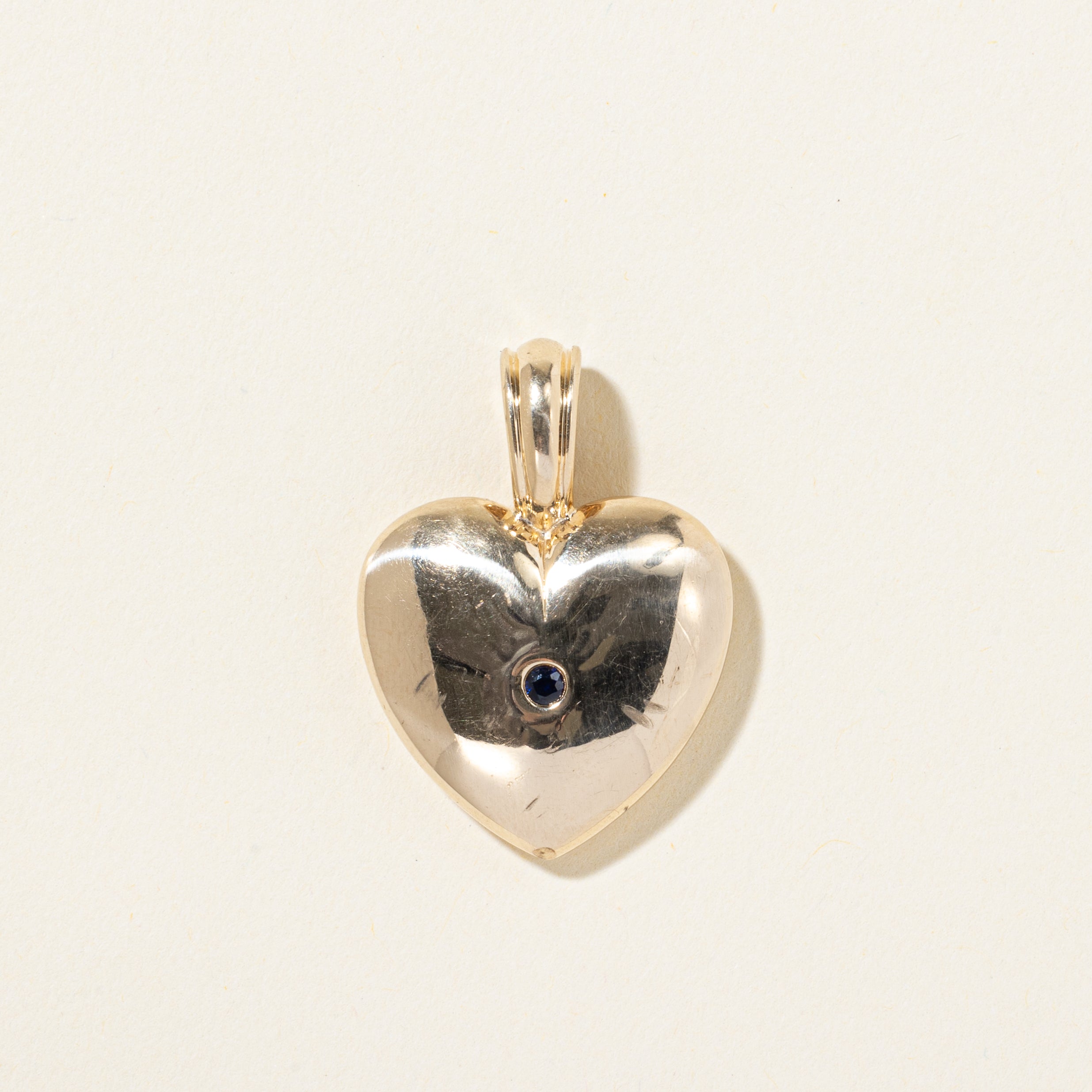 10k Single Stone Sapphire Heart Pendant | 0.05ct