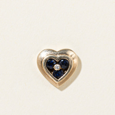 10k Sapphire & Diamond Accent Heart Pendant | 0.21ct