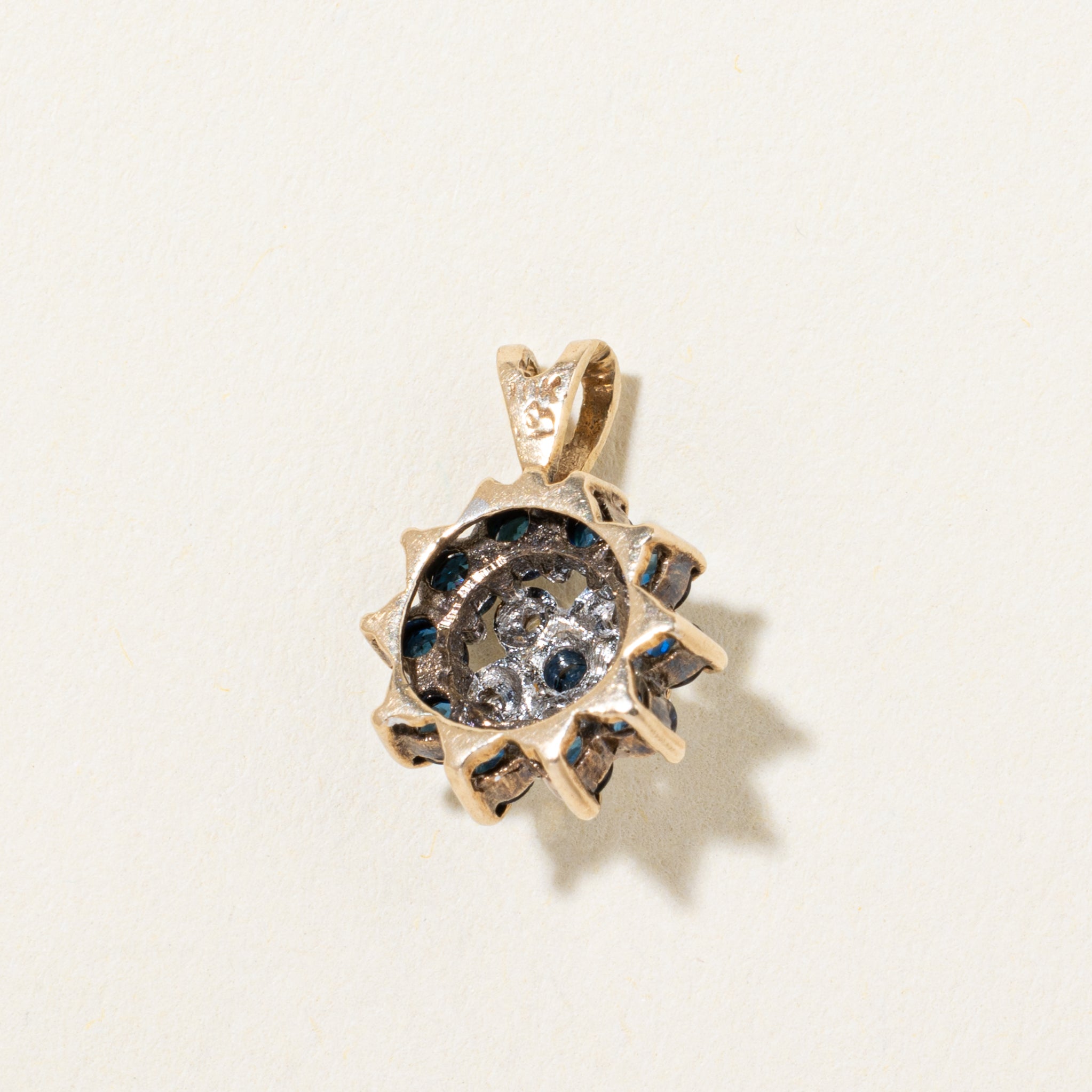 10k Sapphire & Diamond Halo Pendant