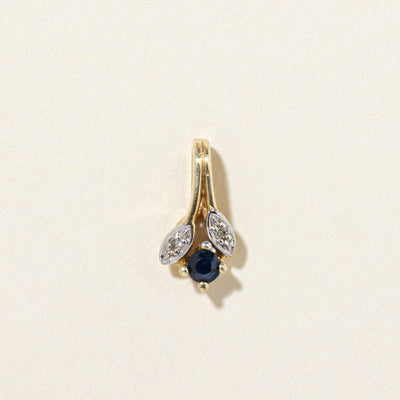 14k Sapphire & Diamond Leaf Pendant