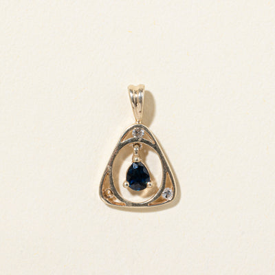10k Sapphire & Diamond Soft Triangle Pendant