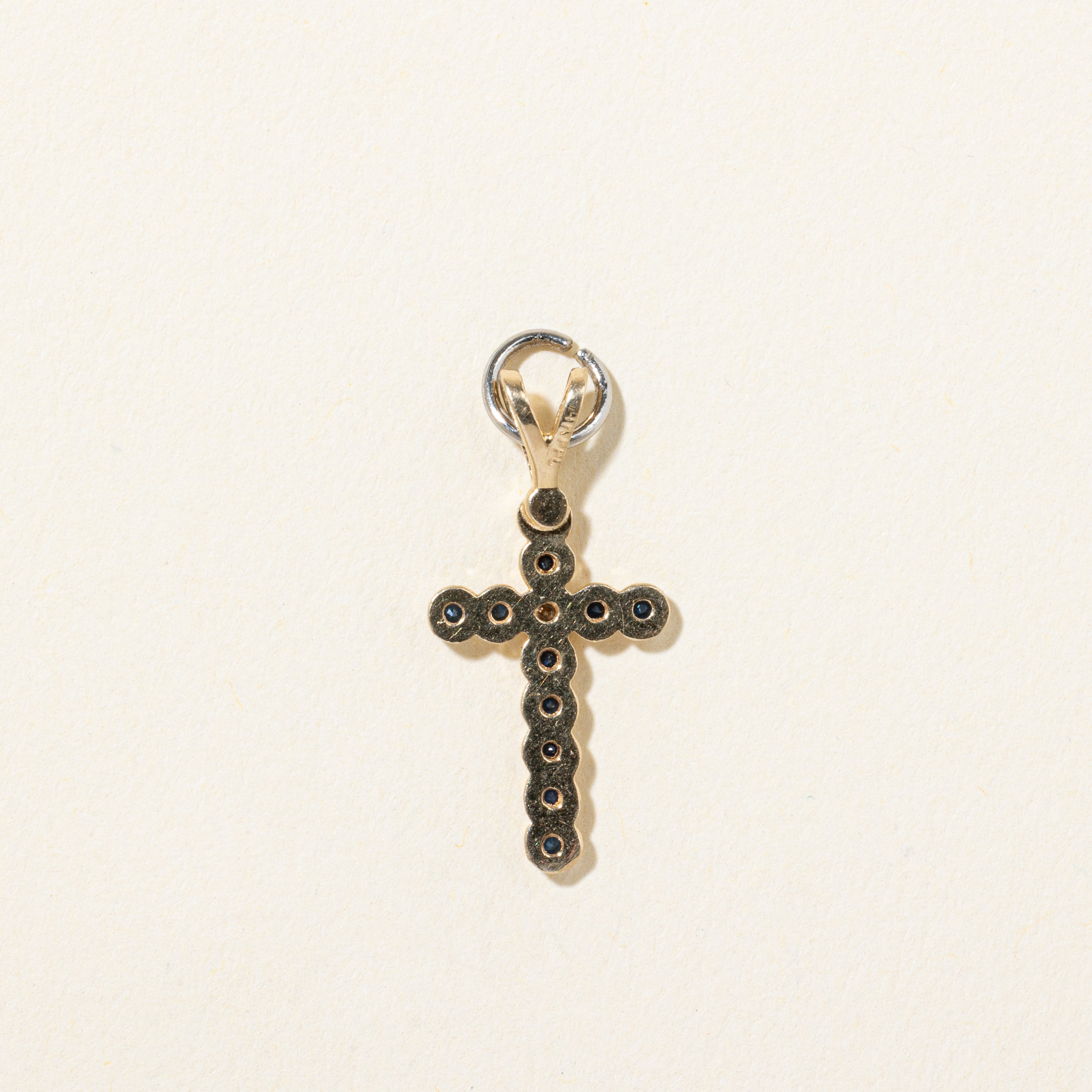 14k Sapphire & Diamond Cross Pendant