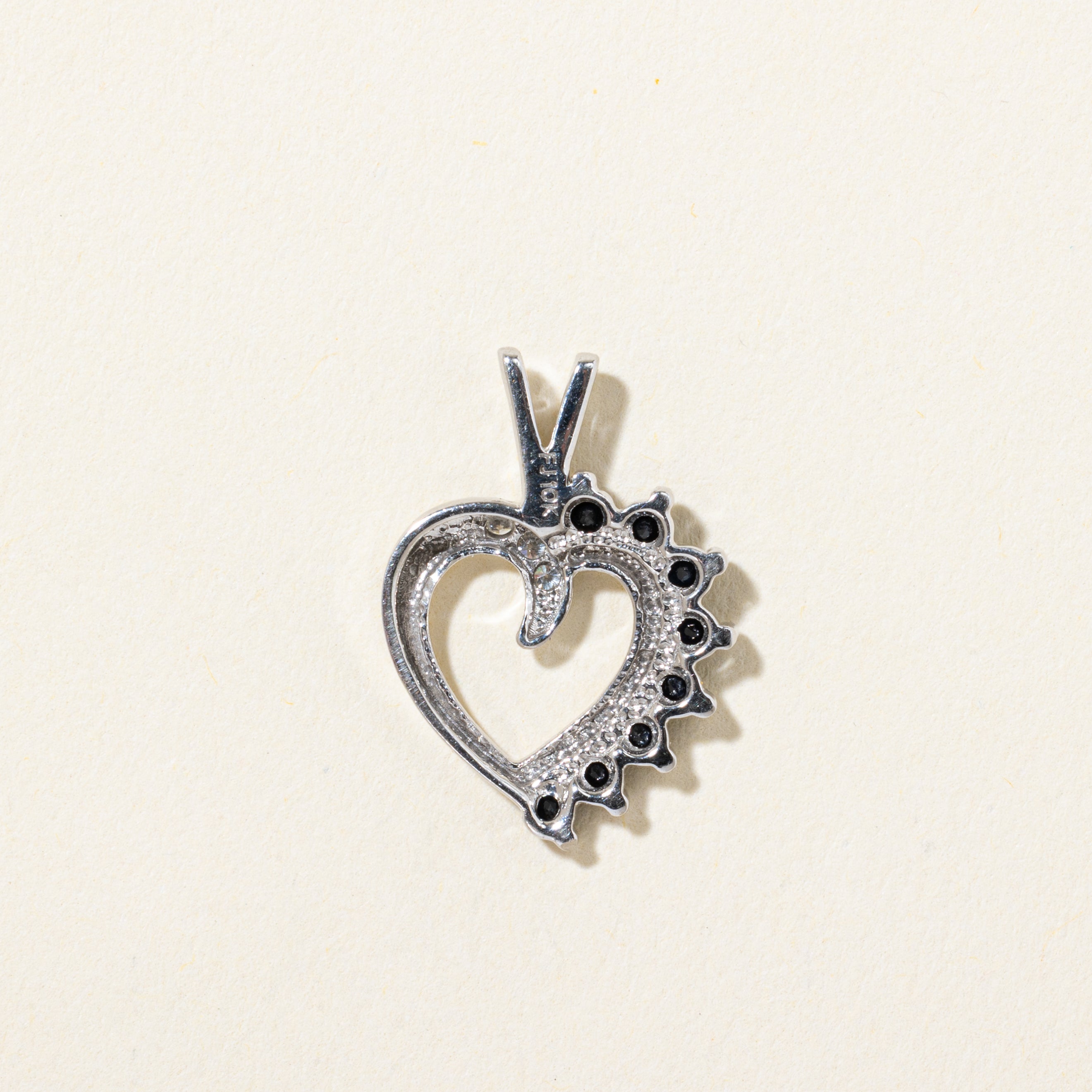 10k Sapphire & Diamond Heart Pendant