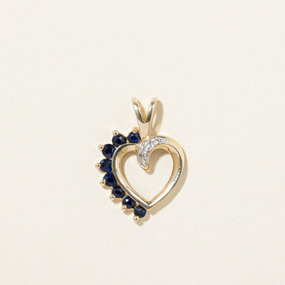 10k Sapphire & Diamond Heart Pendant