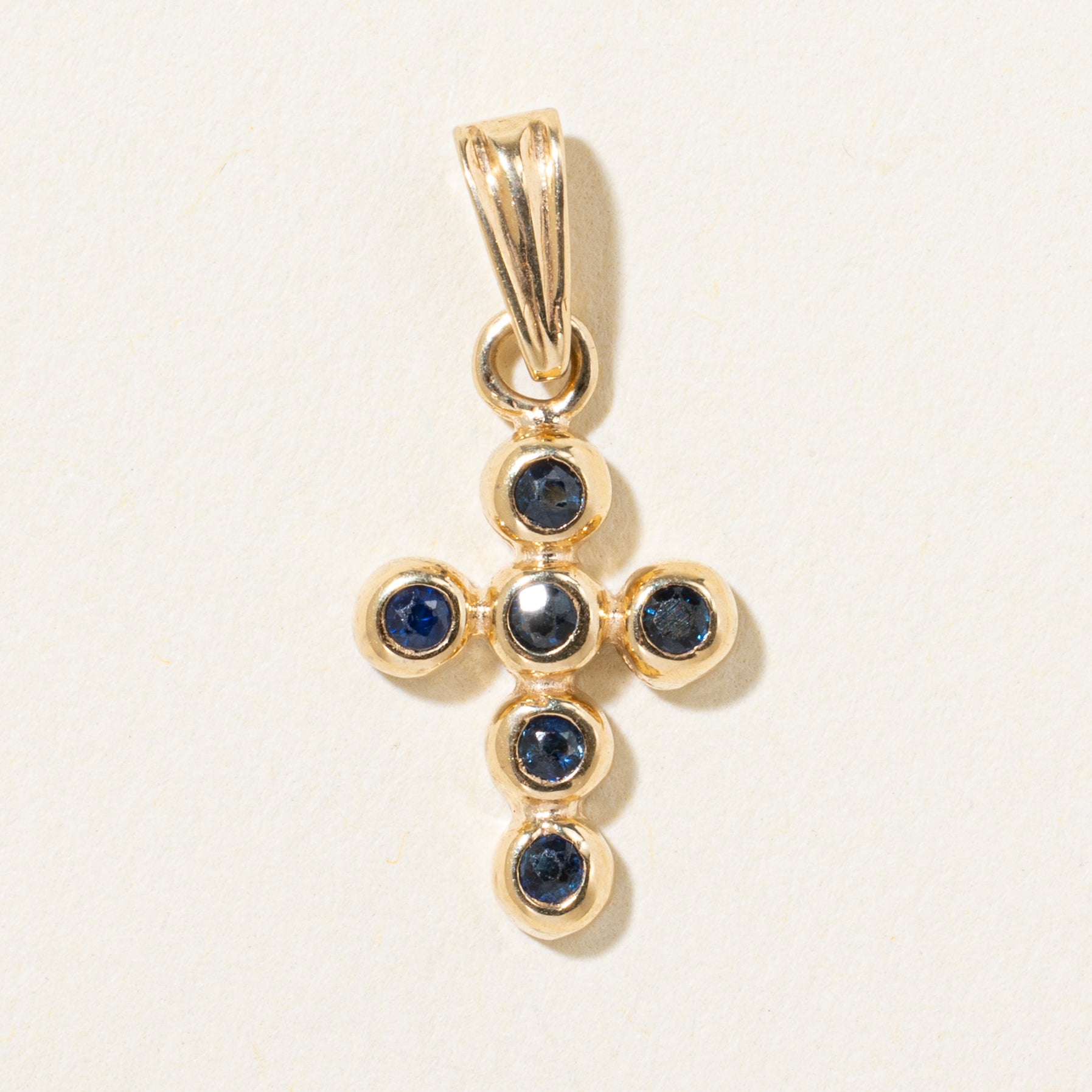 14k Bezel Set Sapphire Cross Pendant | 0.05ct