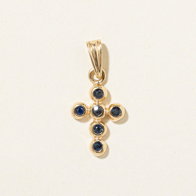 14k Bezel Set Sapphire Cross Pendant | 0.05ct