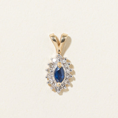 14k Sapphire & Diamond Halo Pendant