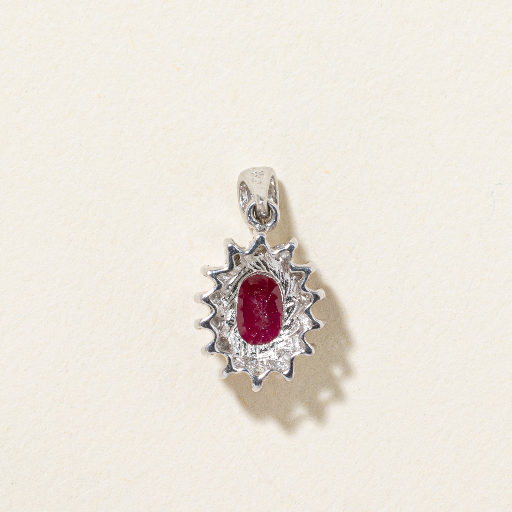 14k Ruby & Diamond Halo Pendant