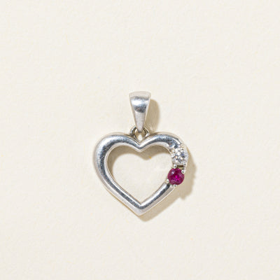 10k Ruby & Diamond Heart Pendant