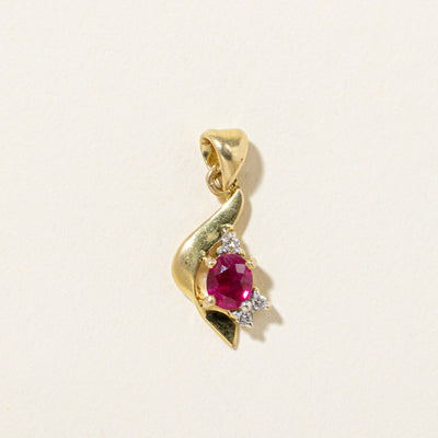 18k Ruby & Diamond Swirl Pendant