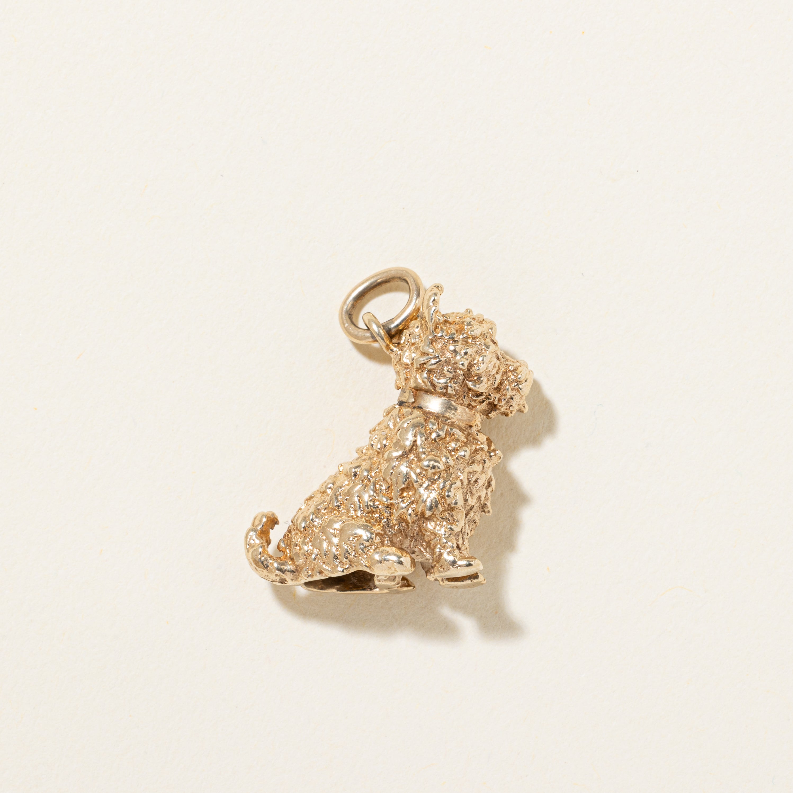 10k Ruby Textured Dog Charm | 0.006ctw