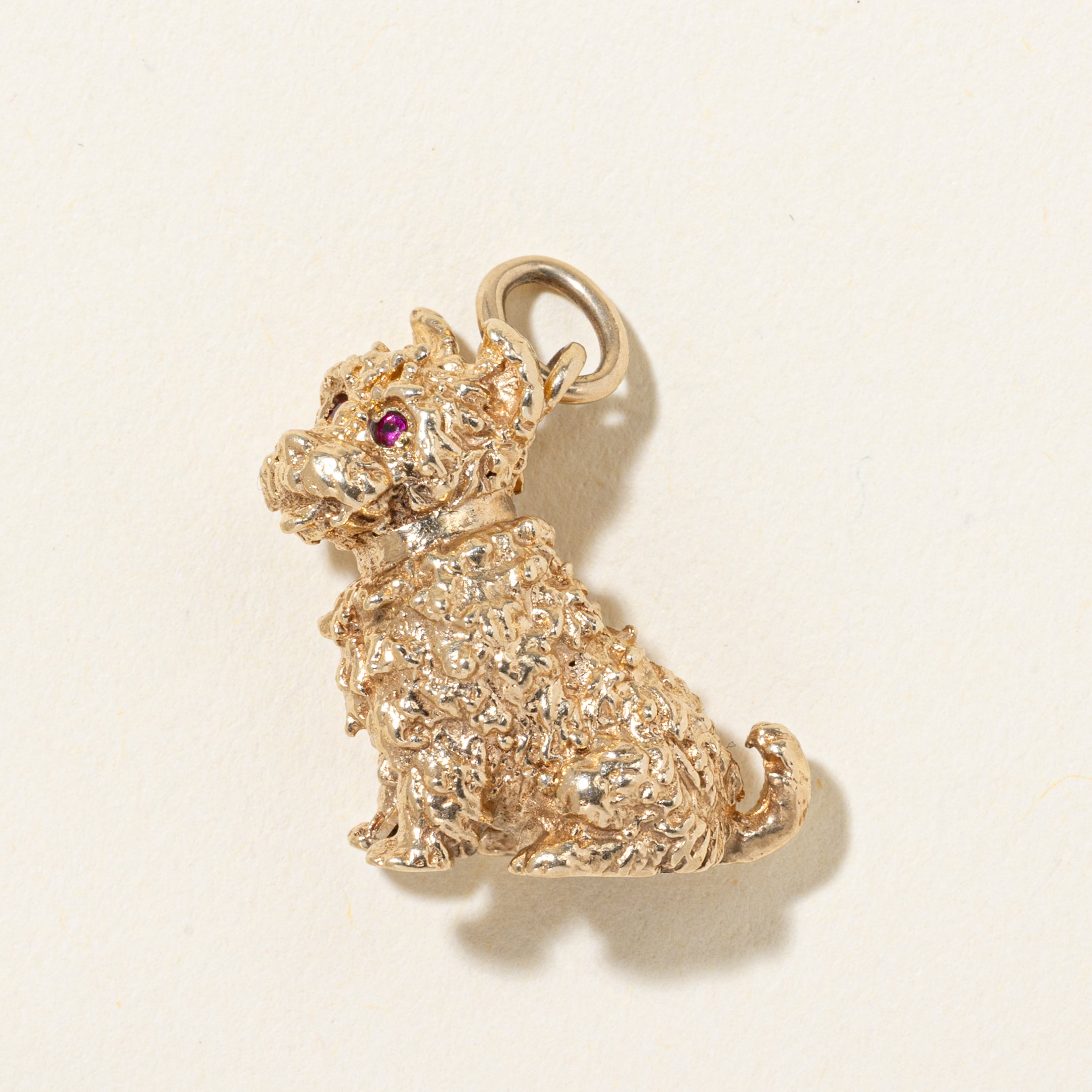 10k Ruby Textured Dog Charm | 0.006ctw