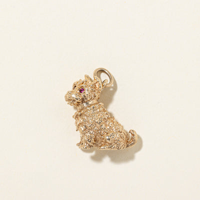 10k Ruby Textured Dog Charm | 0.006ctw
