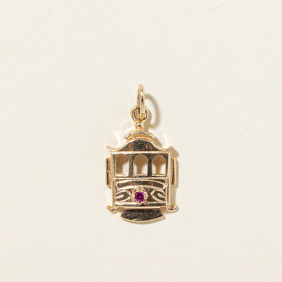 14k Ruby Gondola Engraved Charm | 0.012ct