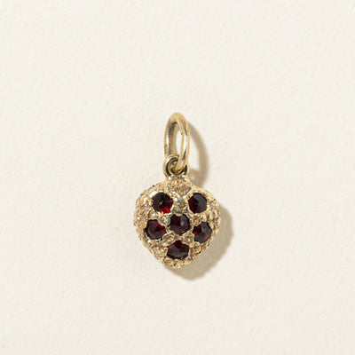 14k Garnet Textured Heart Pendant | 0.23ctw