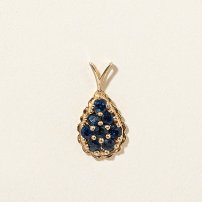 18k Sapphire Cluster Scalloped Teardrop Pendant | 0.30ctw