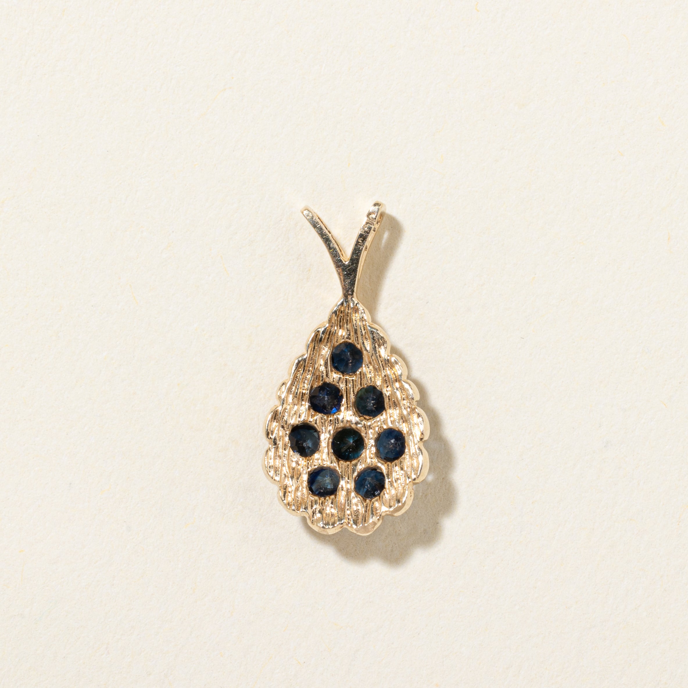 18k Sapphire Cluster Scalloped Teardrop Pendant | 0.30ctw