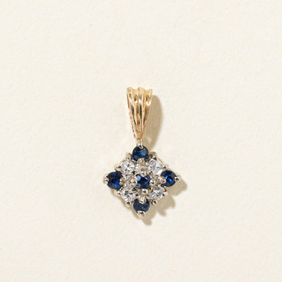 14k Sapphire & Diamond Cluster Pendant