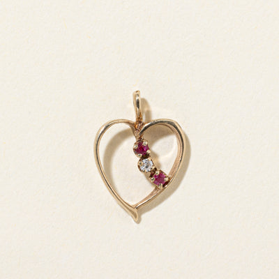 14k Ruby & Diamond Heart Pendant