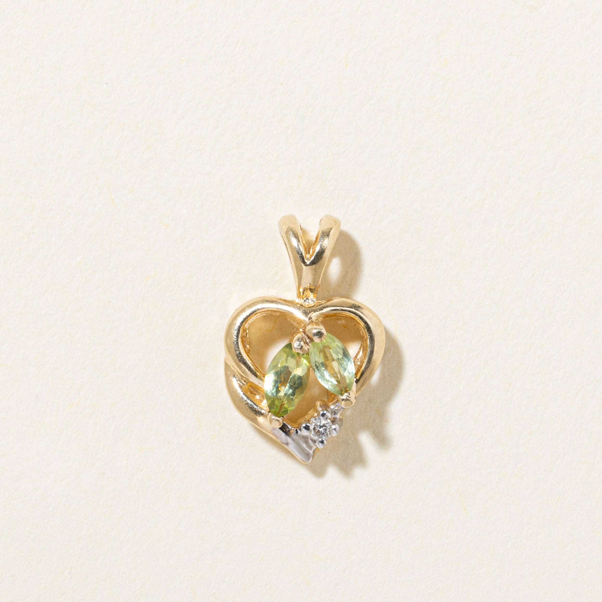 10k Peridot & Diamond Heart Pendant