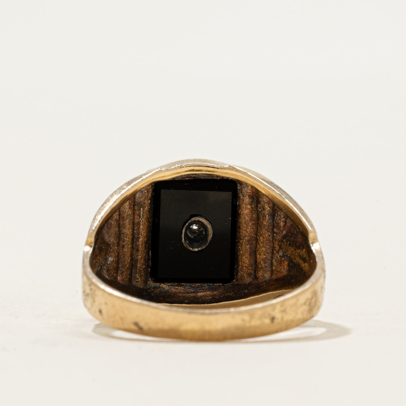 10k Rectangular Onyx & Diamond Signet Ring | 1.00ct | SZ 7.75